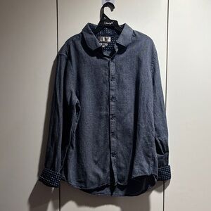 Classic‎ Navy Men's Button-Down Shirt SLIM FIT LARGE TRULY